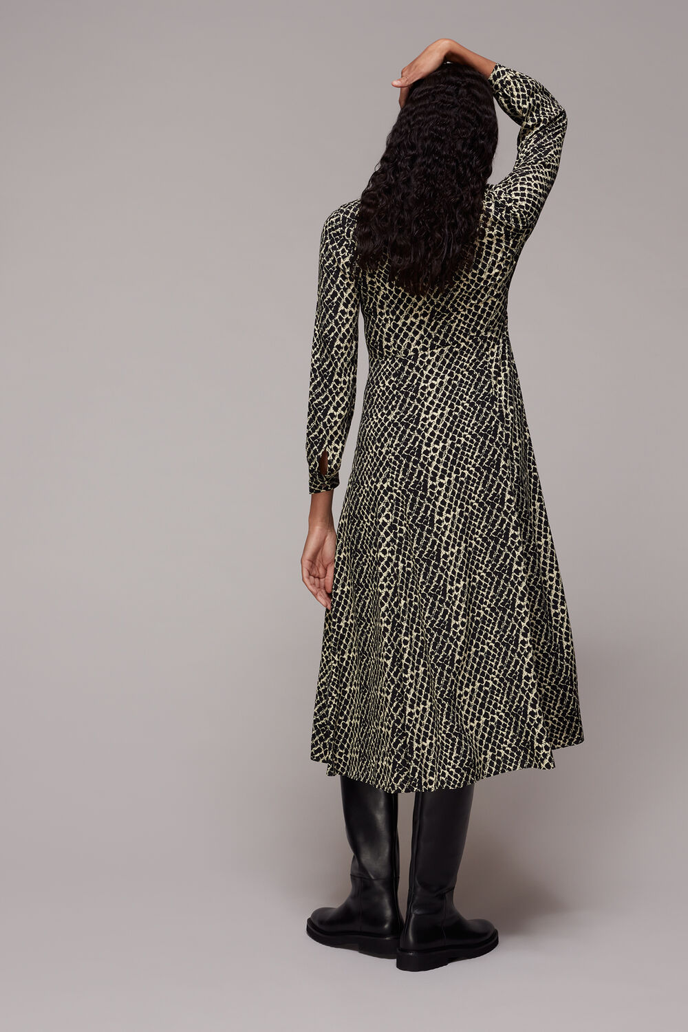 Brushed Geo Print Midi Dress