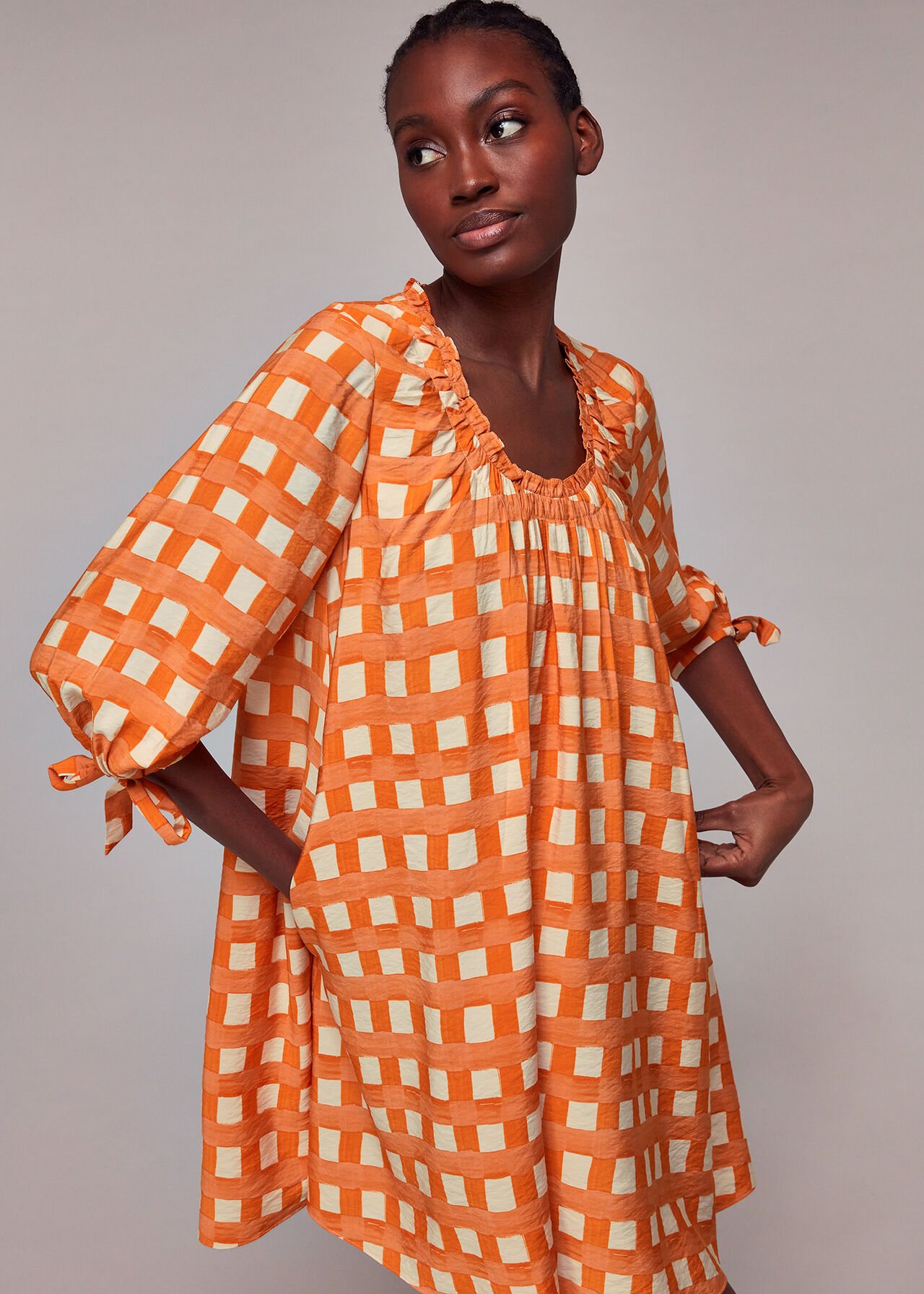 Lydia Gathered Trapeze Dress
