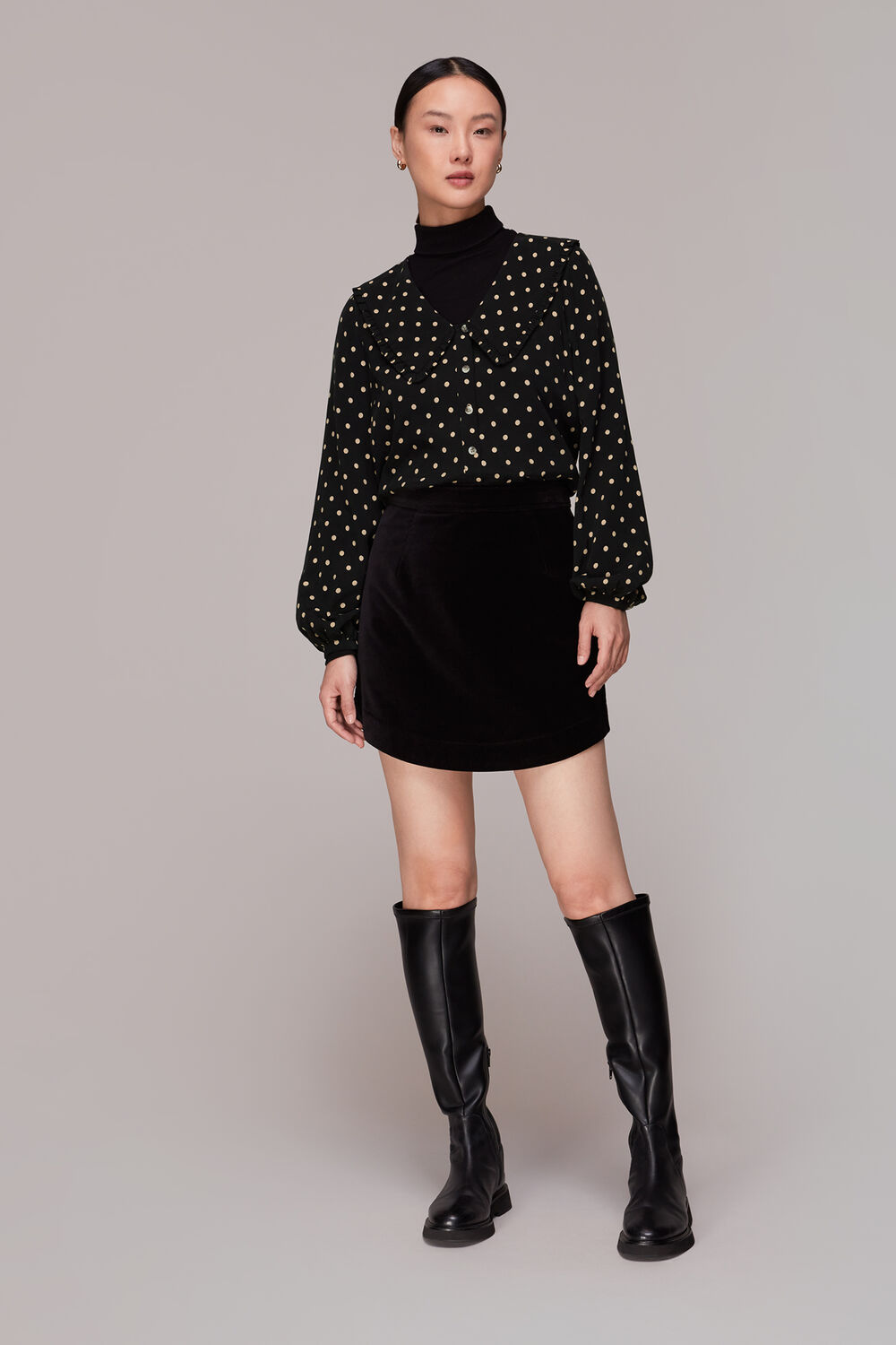 Spot Print Collar Top