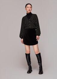Spot Print Collar Top