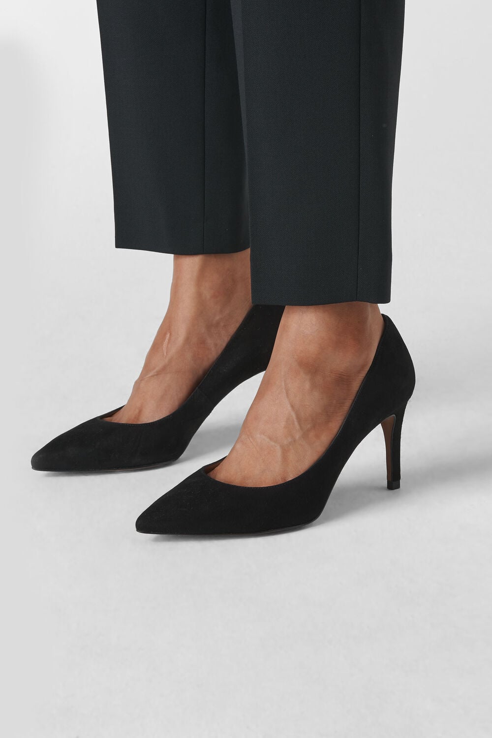Black Cari Mid Suede Point Pump