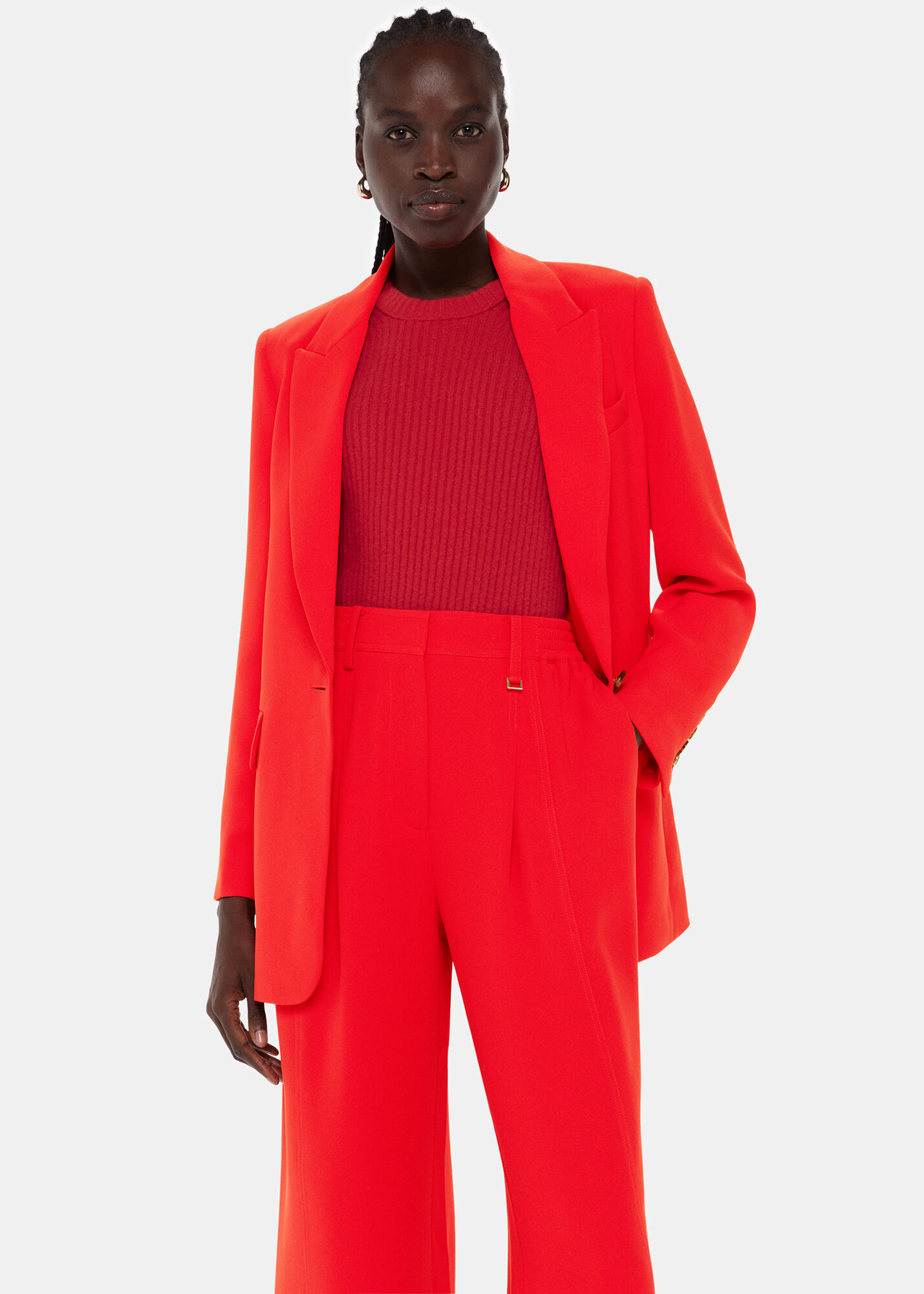 Red Crepe Boyfriend Blazer WHISTLES