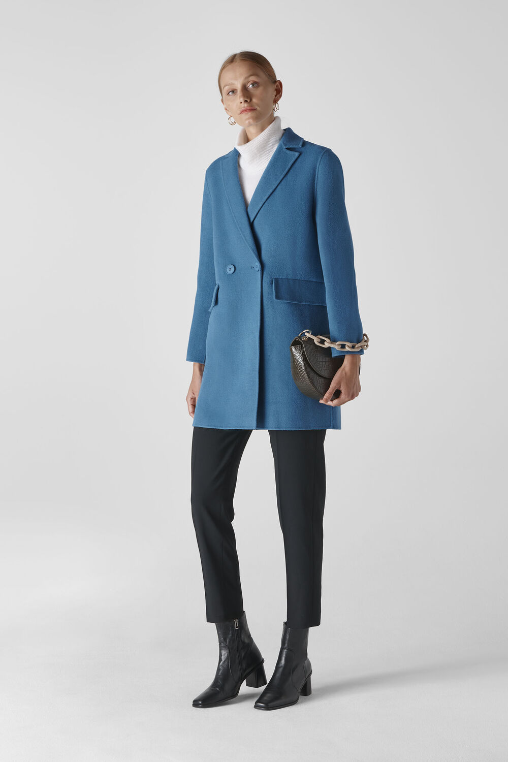 Double Faced Wool Coat Blue