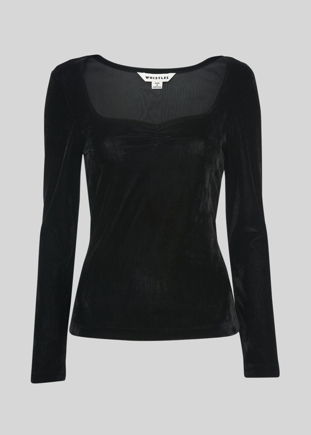 Sweetheart Front Velvet Top Black