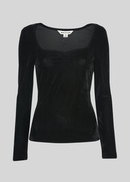 Sweetheart Front Velvet Top Black