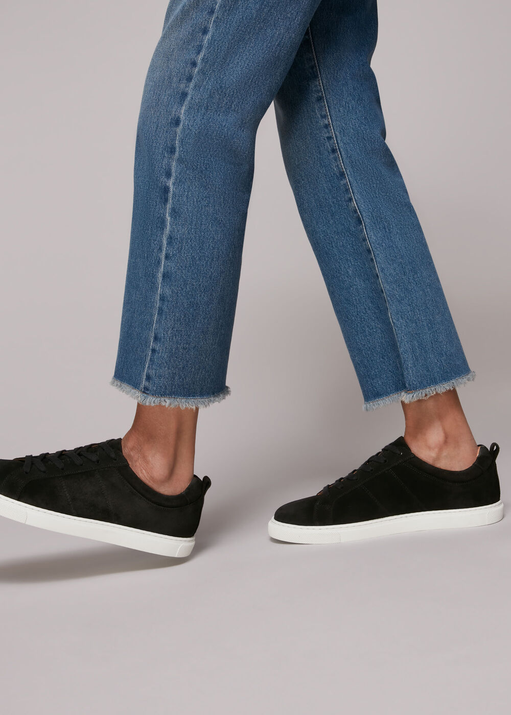 Koki Suede Lace Up Trainer Black