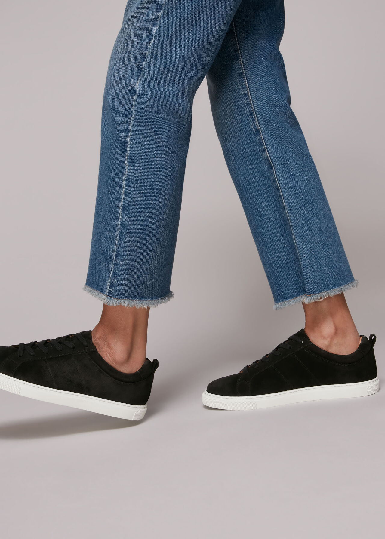 Black Koki Suede Lace Up Trainer, WHISTLES