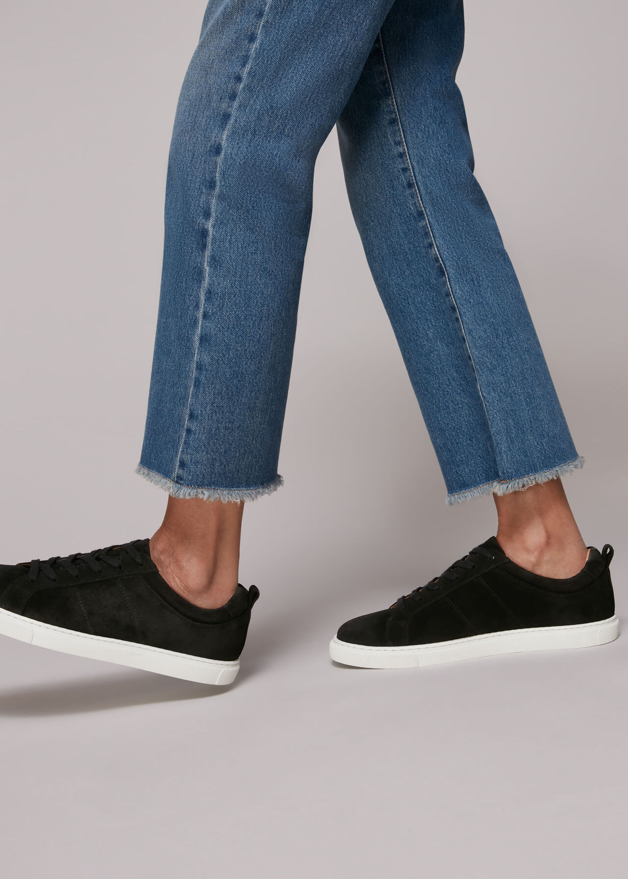 Koki Suede Lace Up Trainer Black