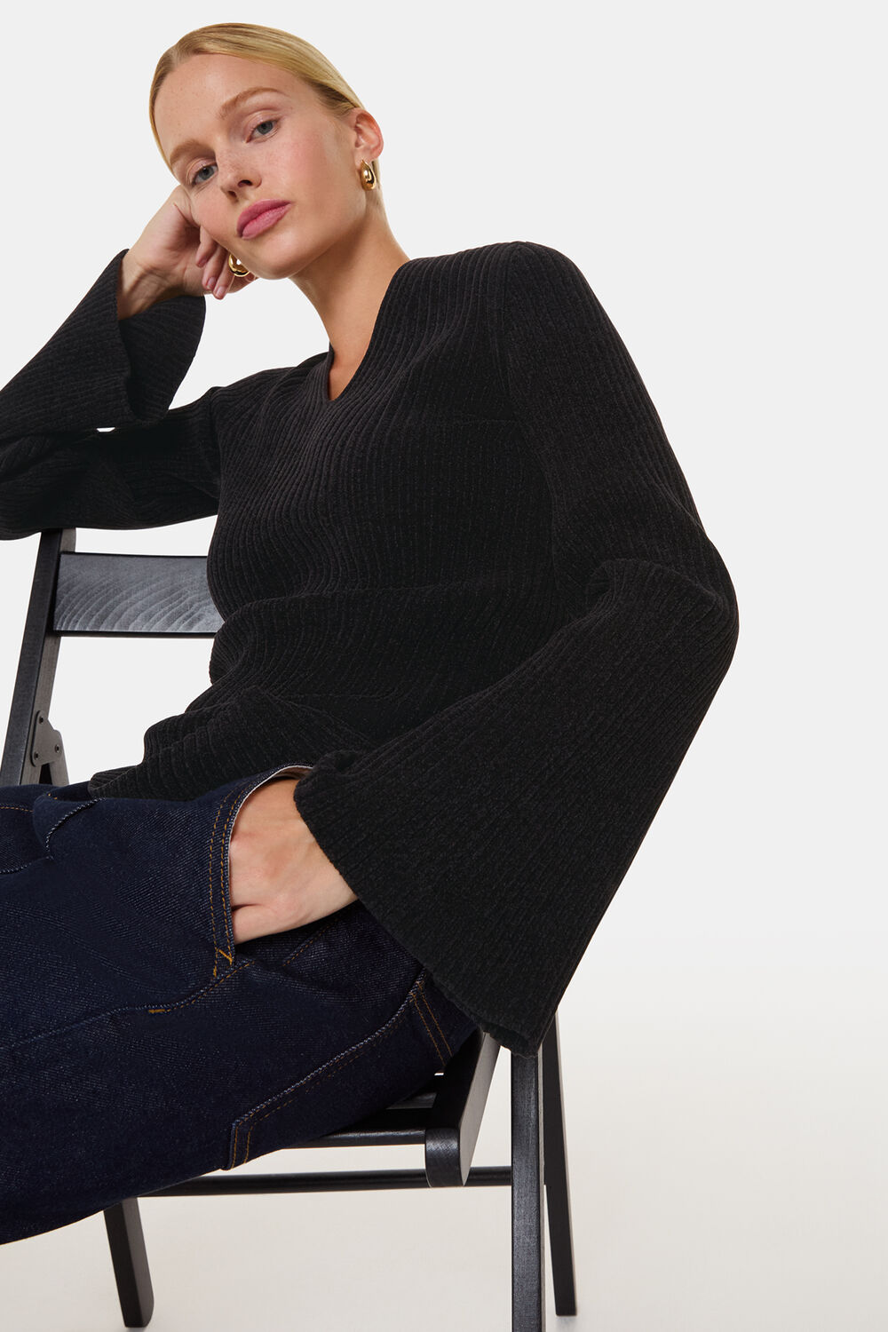 Chenille V Neck Knit