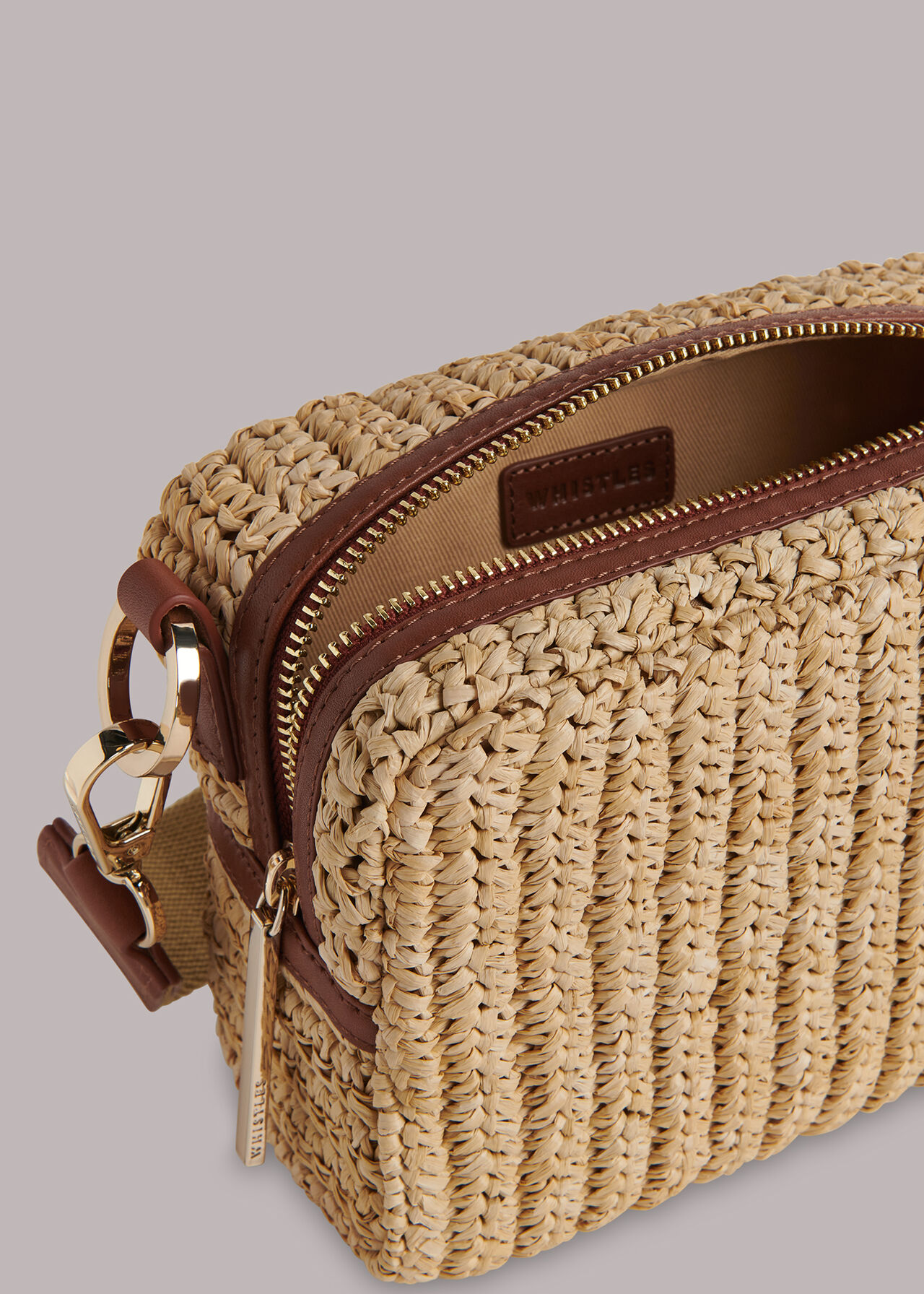 Neutral Straw Bibi Crossbody Bag WHISTLES Whistles