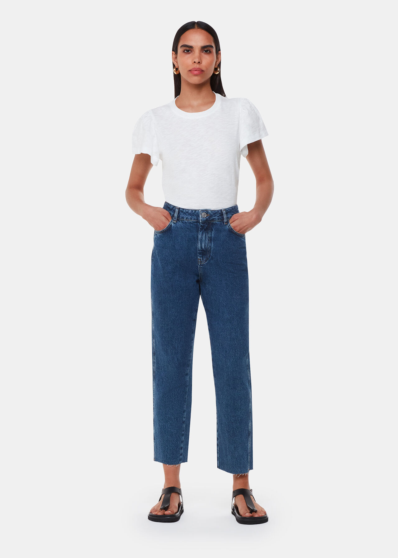 Cotton Frill Sleeve T Shirt