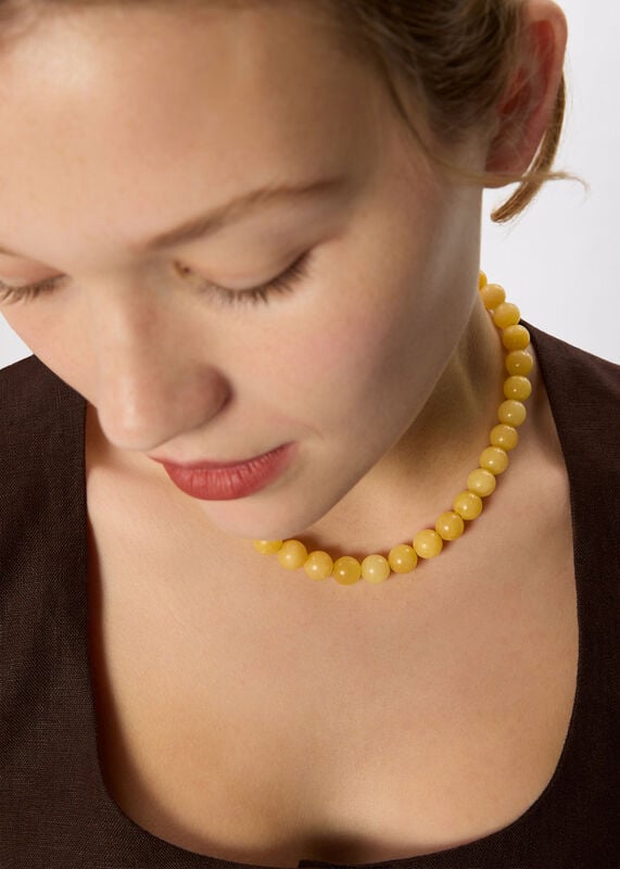 Pale Yellow Large Sphere Bead Necklace