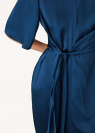 Satin Twist Waist Midi Dress