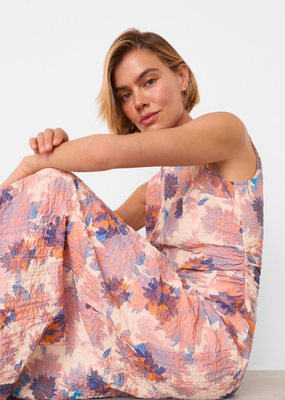 Floral Textured Midi Dress