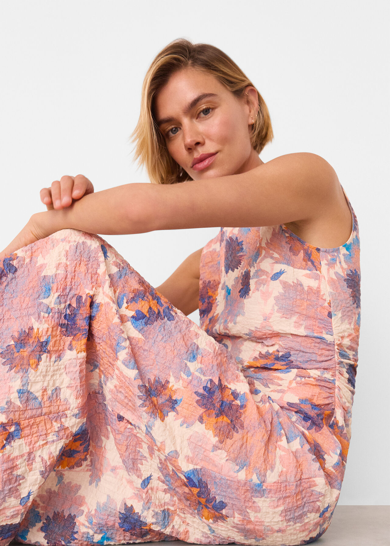 Floral Textured Midi Dress