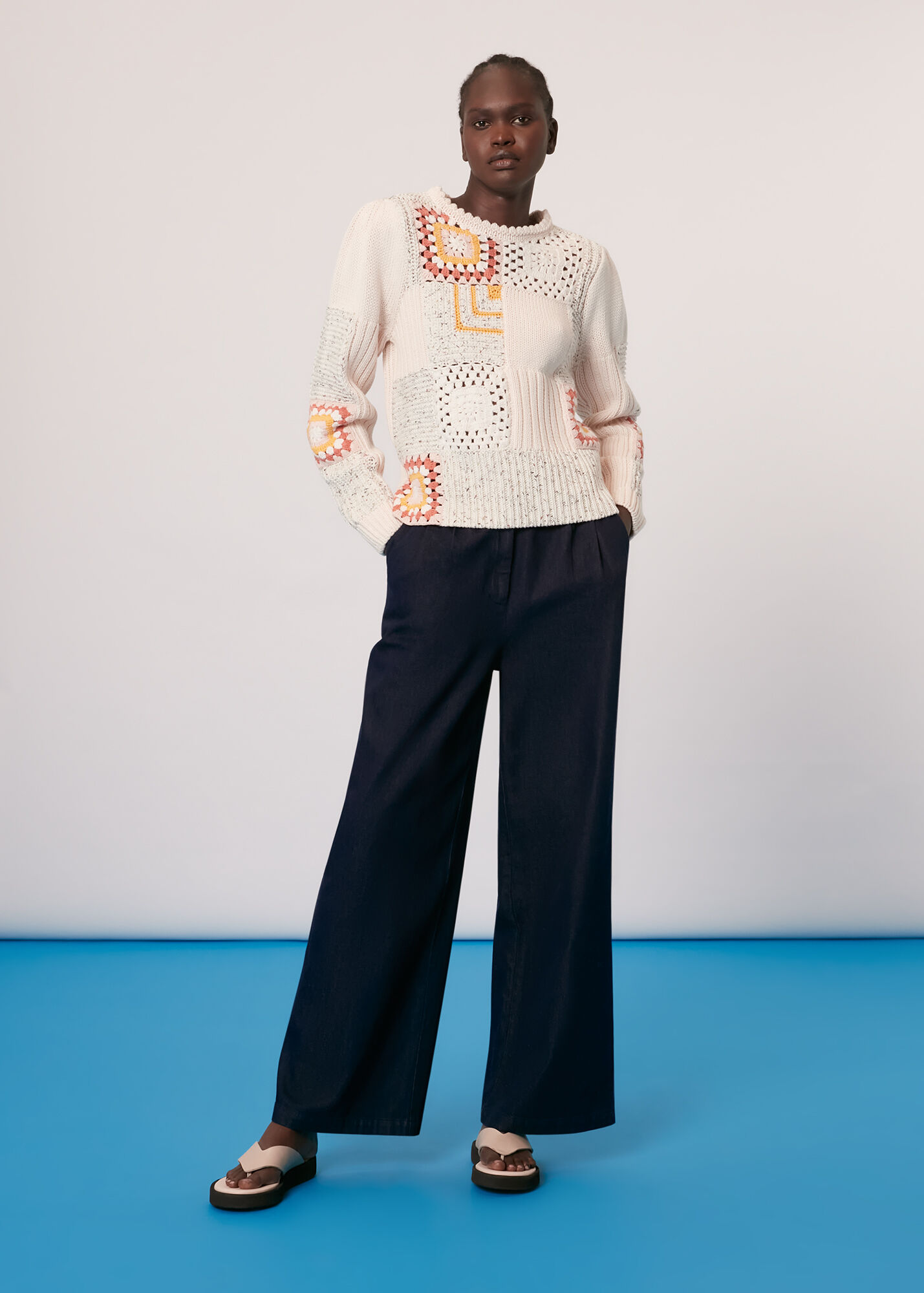 Multicolour Patchwork Crochet Jumper WHISTLES