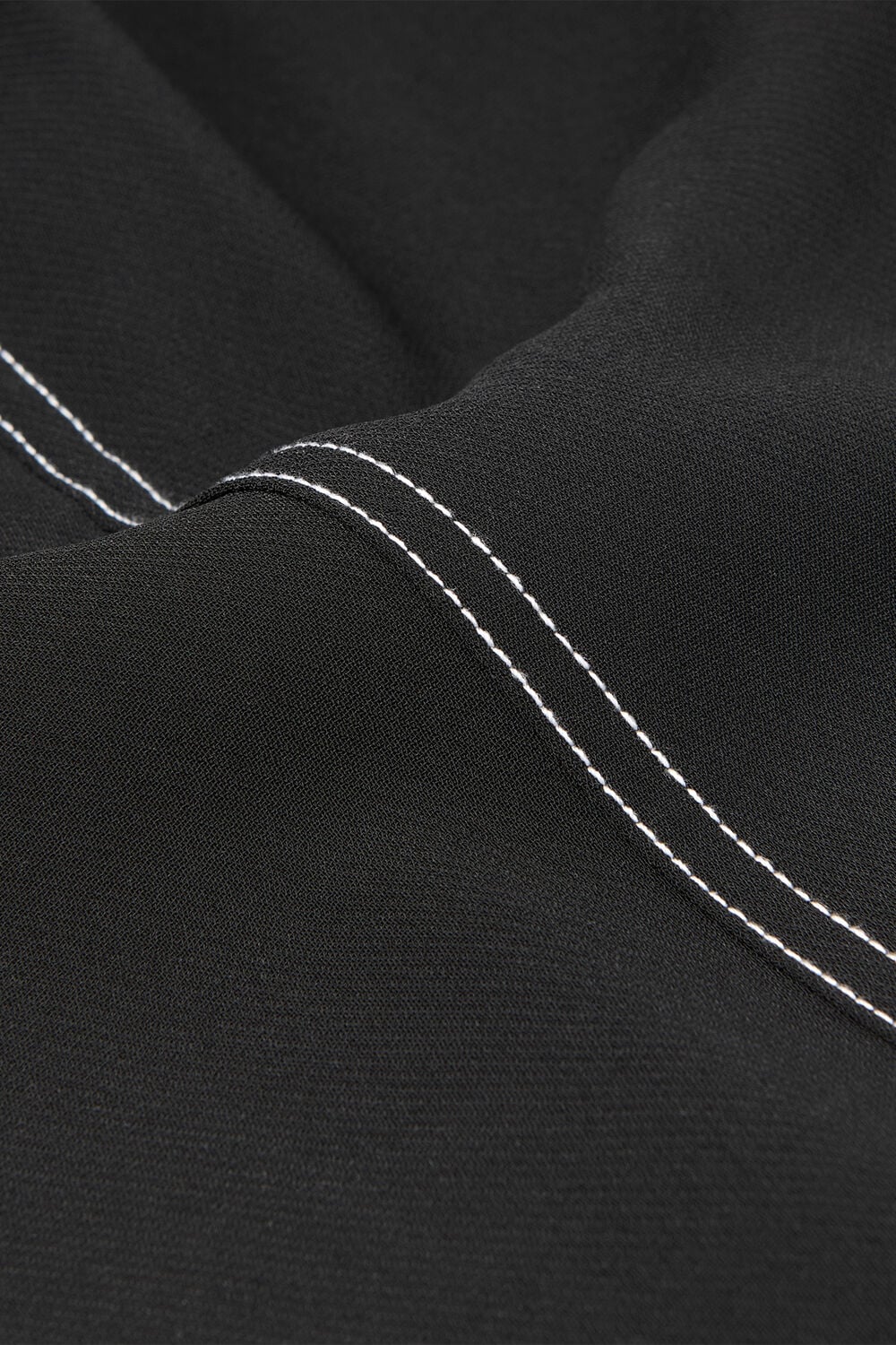 Black Crepe Stitch Detail Trouser