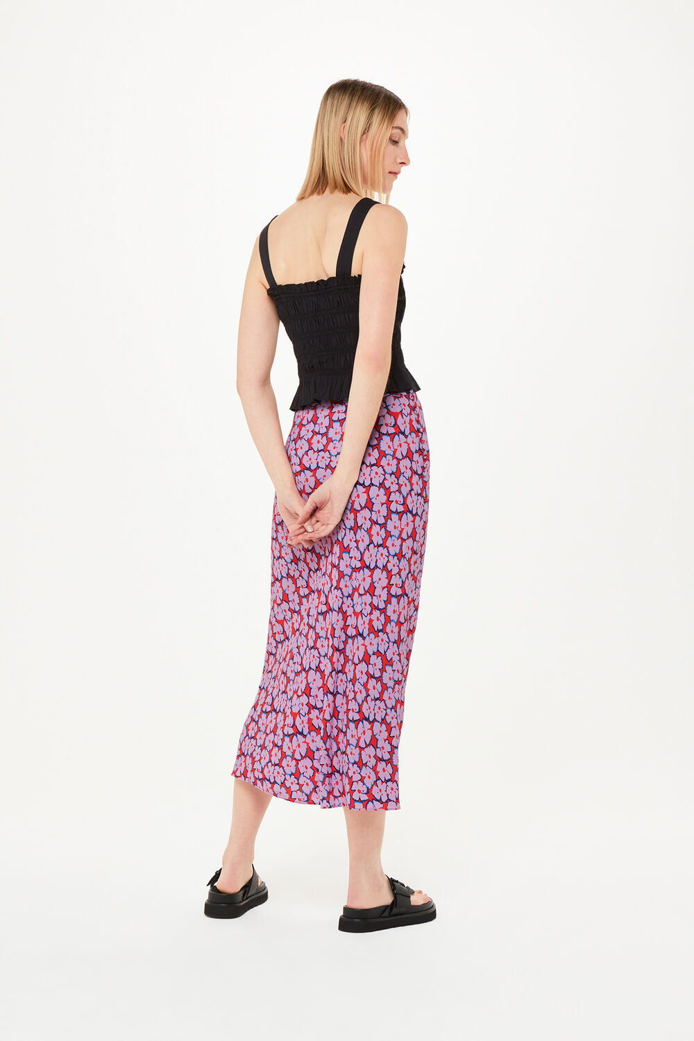 Multicolour Farfalle Print Bias Cut Skirt