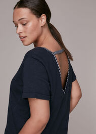 Cut Out Back Relaxed T-shirt Navy
