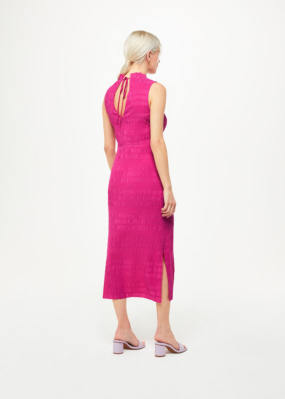 Pink Petite Maya Plisse Midi Dress