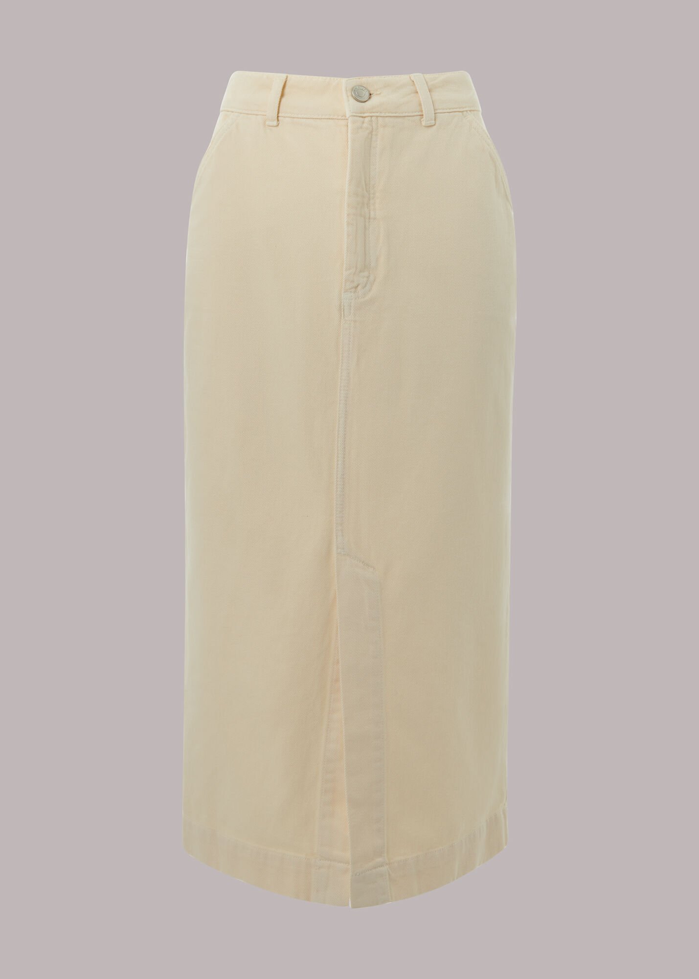 Ivory Multi Flo Denim Midi Skirt WHISTLES