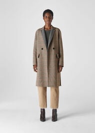 Check Double Faced Wool Coat Multicolour