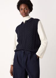 Wool Cable Detail Knit Tank