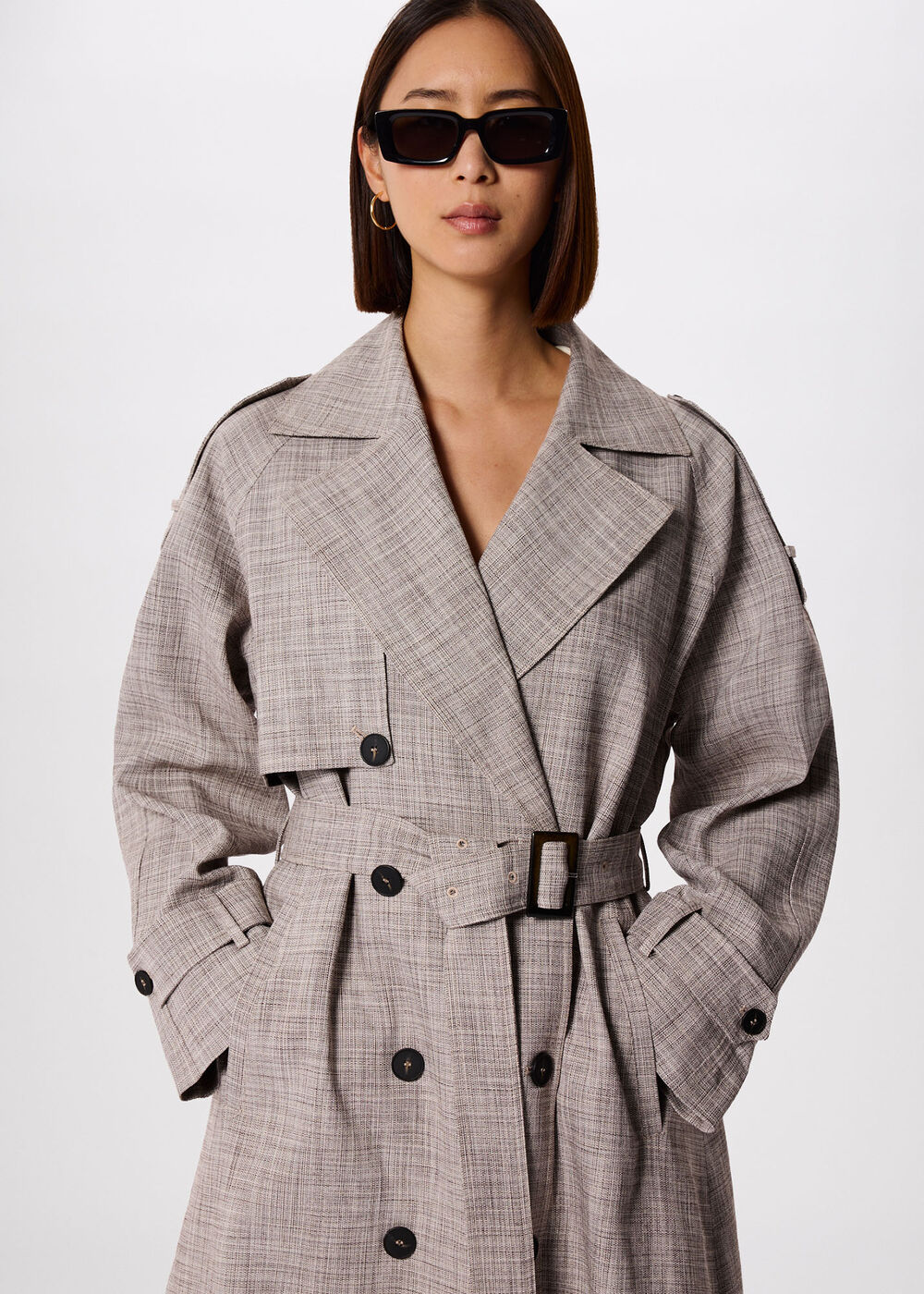 Checked Trench Coat