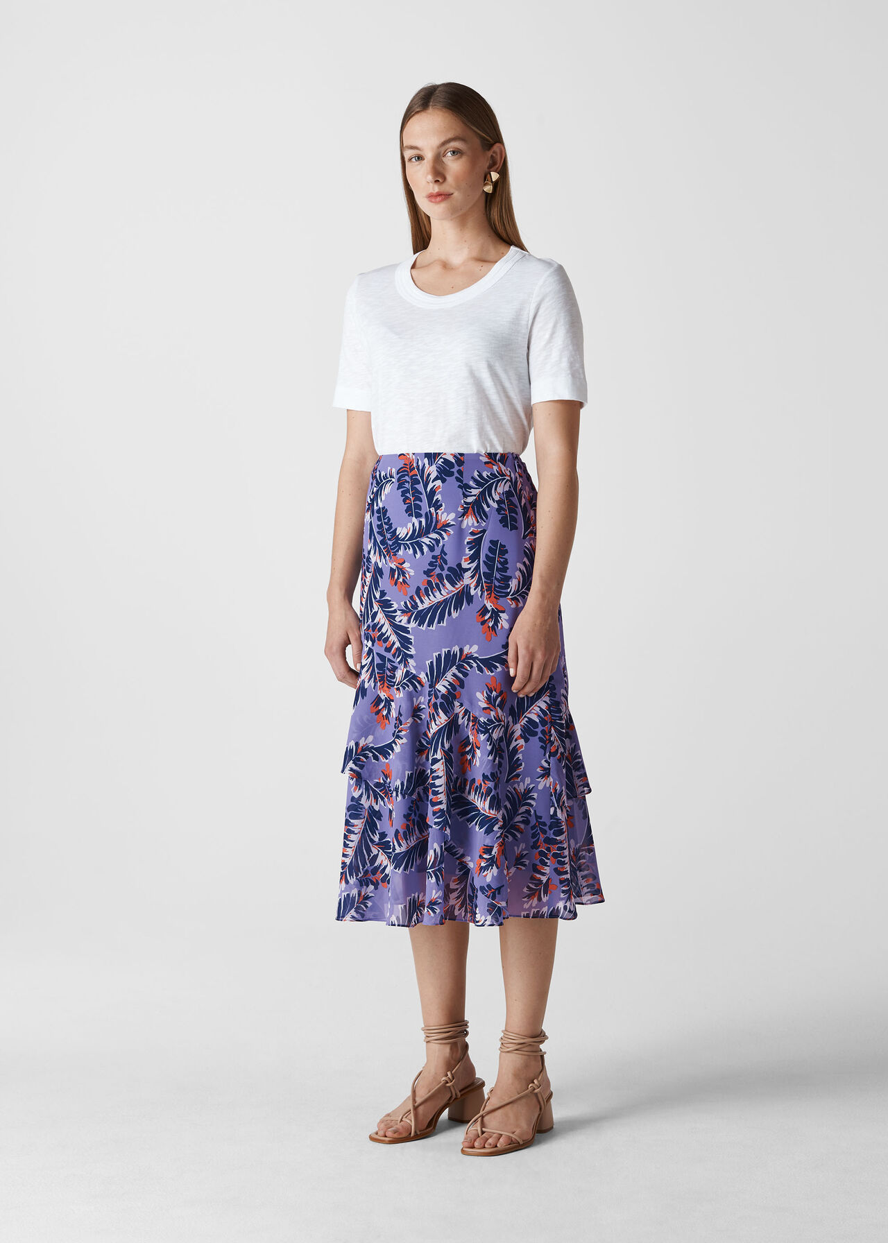 Josephine Print Frill Skirt Purple/Multi