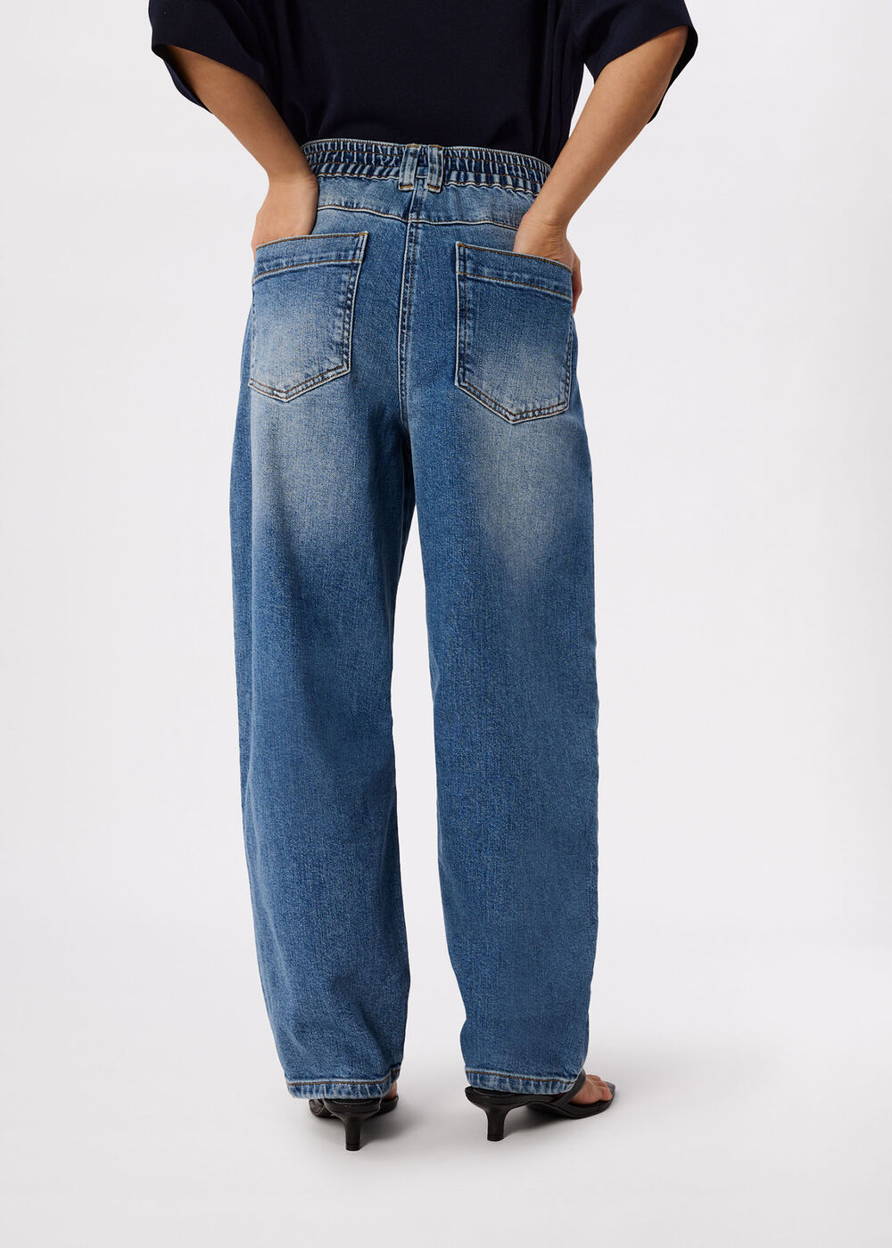 Petite Elasticated Waist Barrel Jean