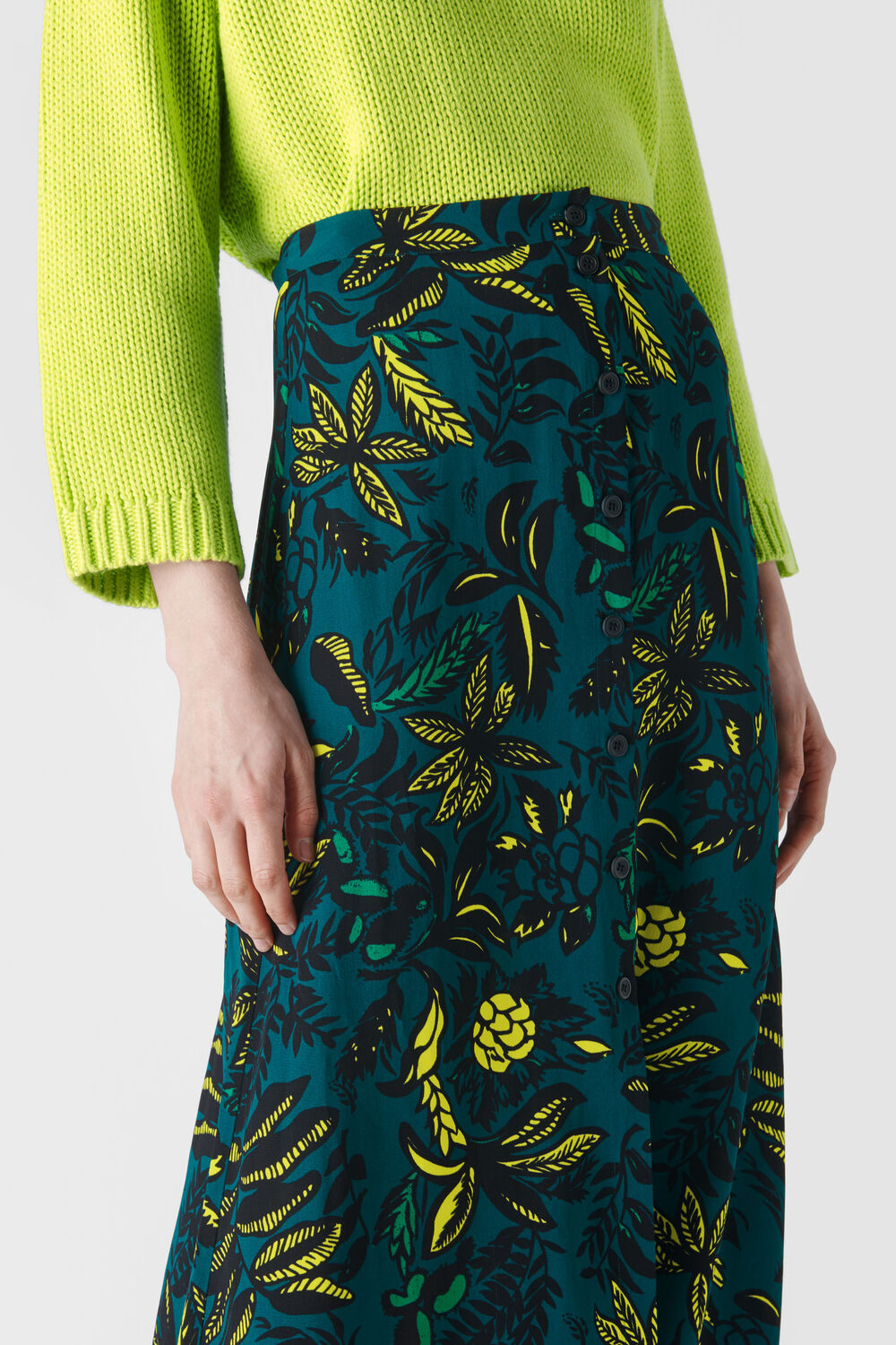 Assorted Leaves Print Skirt Green/Multi