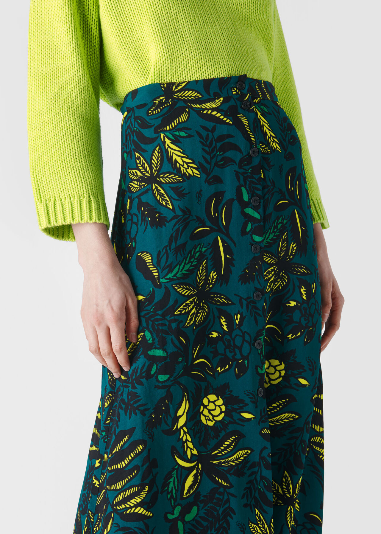 Assorted Leaves Print Skirt Green/Multi