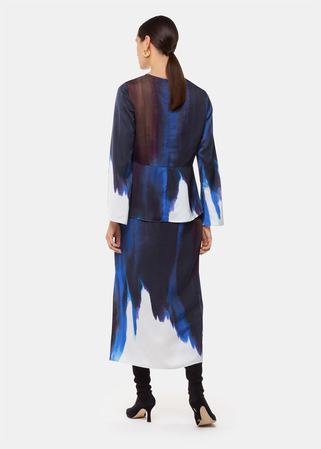 Ice Dye Print Midi Skirt