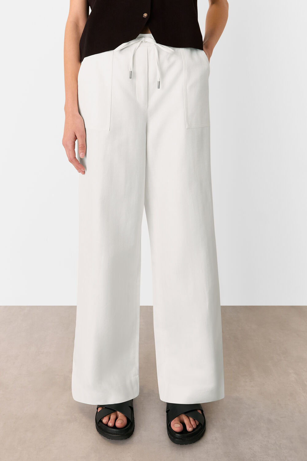 White Leona Linen Blend Trouser