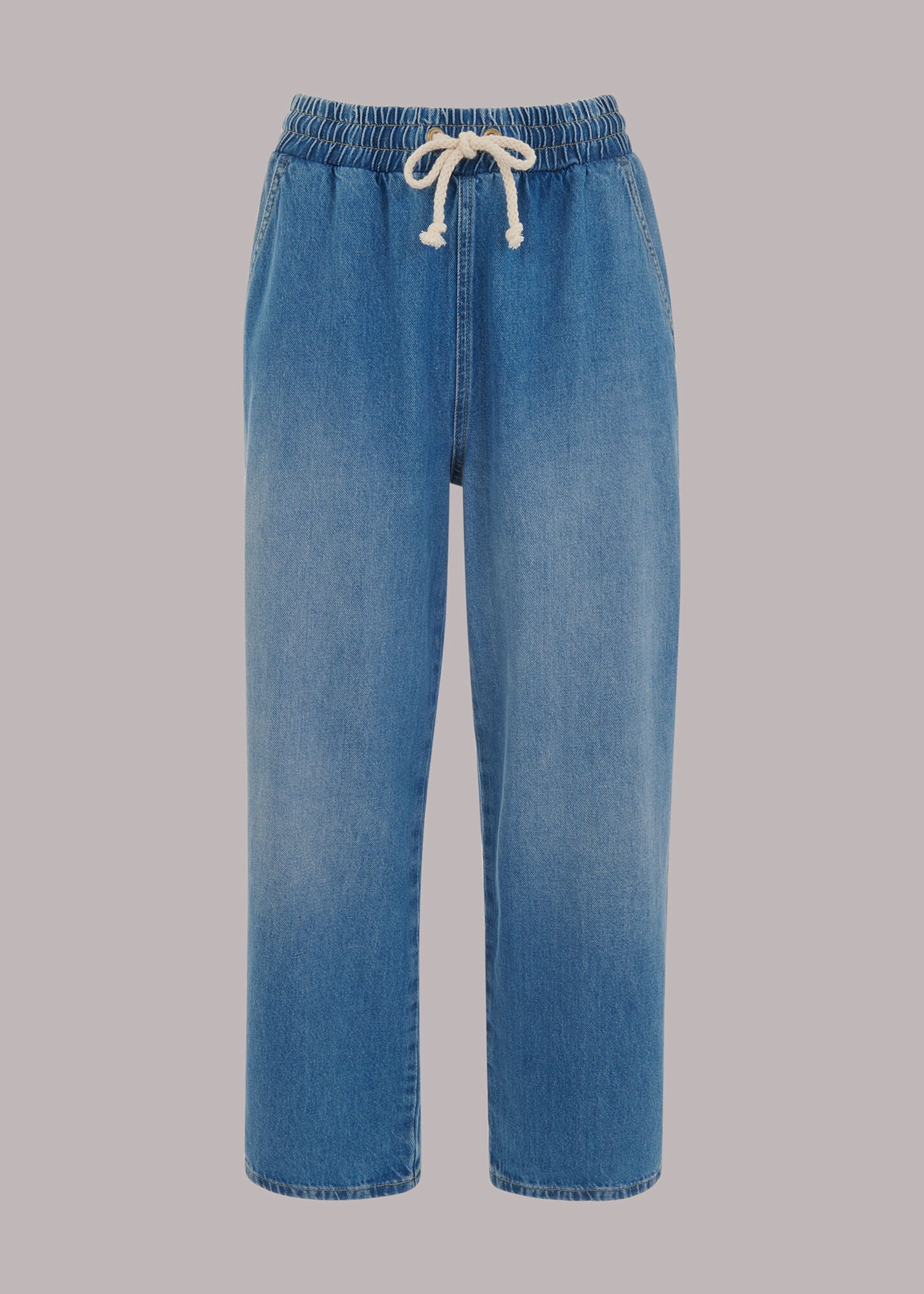 Drawstring top denim jeans