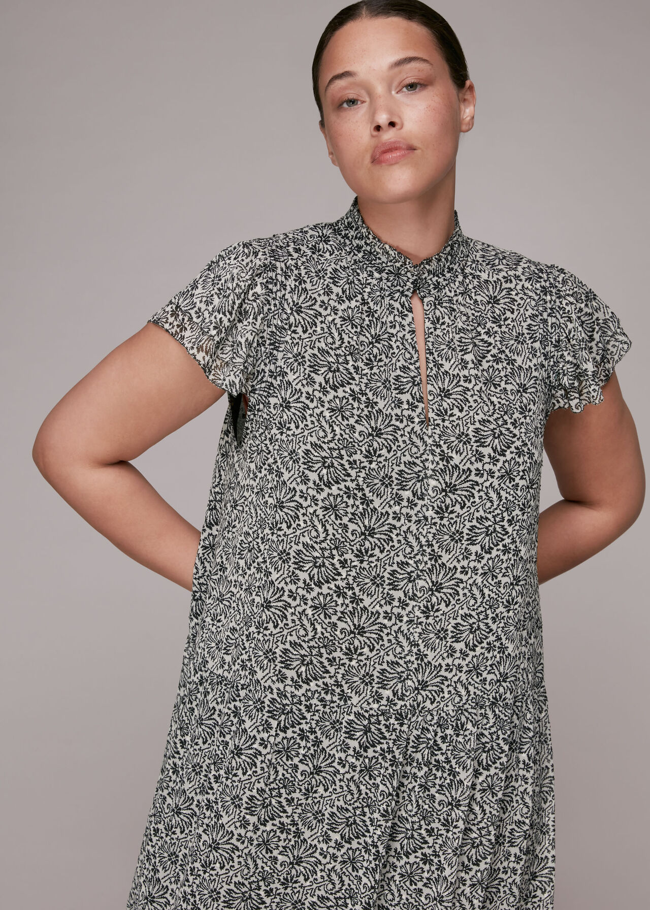 Indo Floral Print Tiered Dress