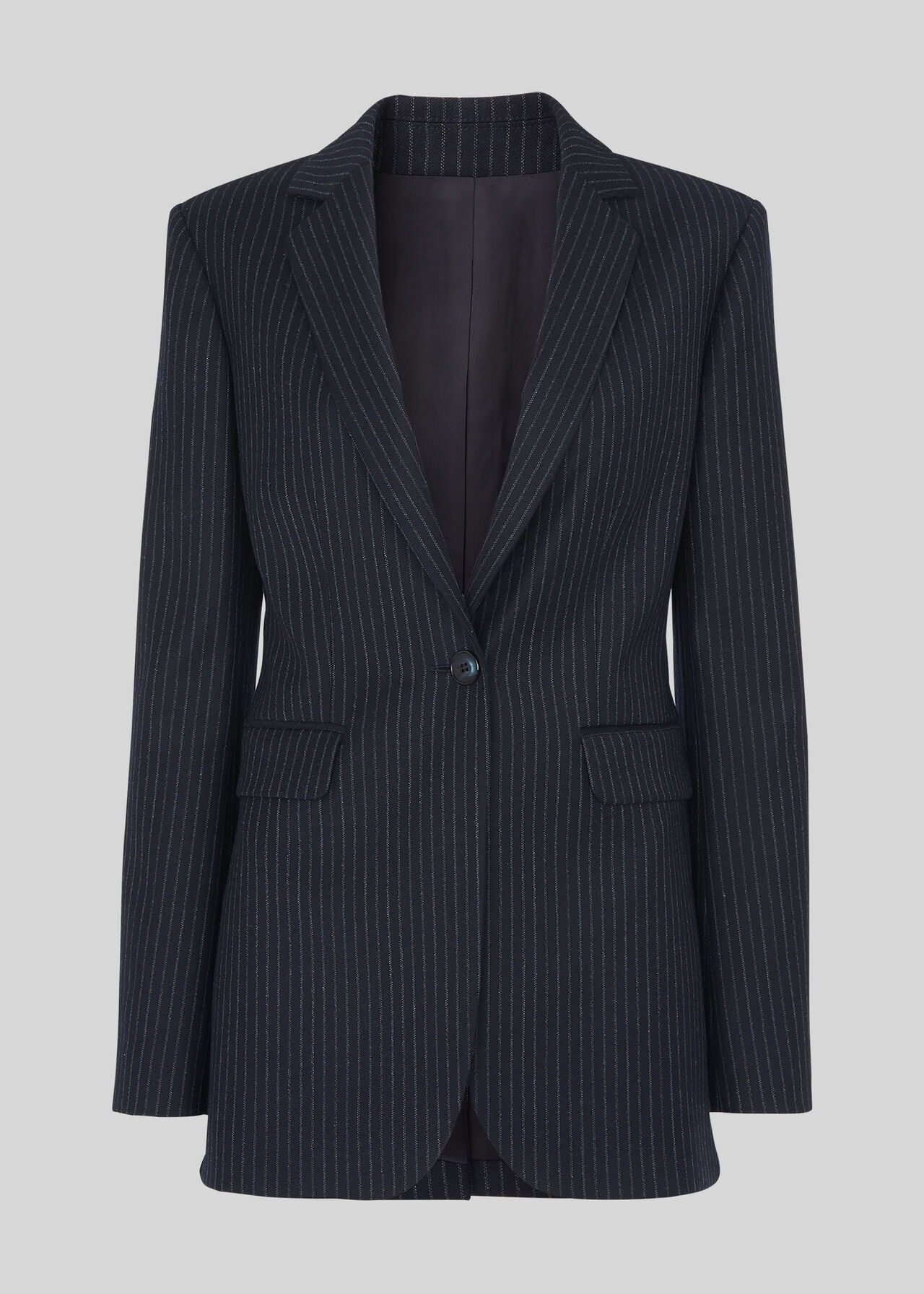 Navy/Multi Pinstripe Wool Blazer | WHISTLES