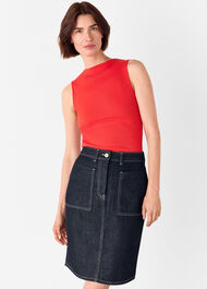 High Neck Rib Detail Tee