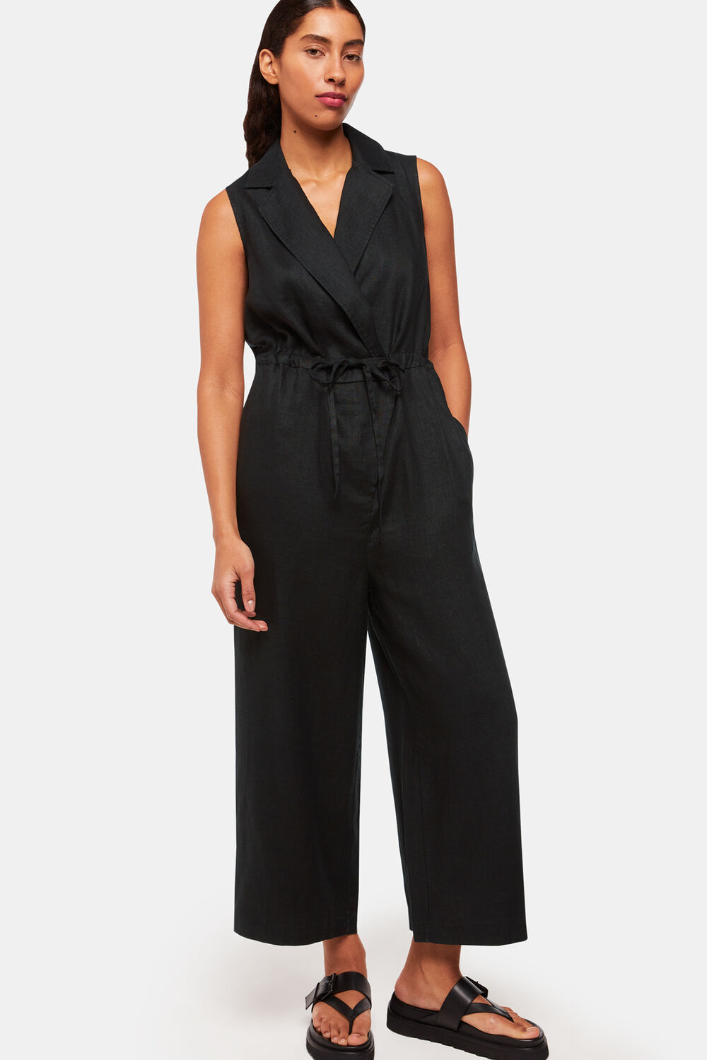 Black Bella Linen Wrap Jumpsuit