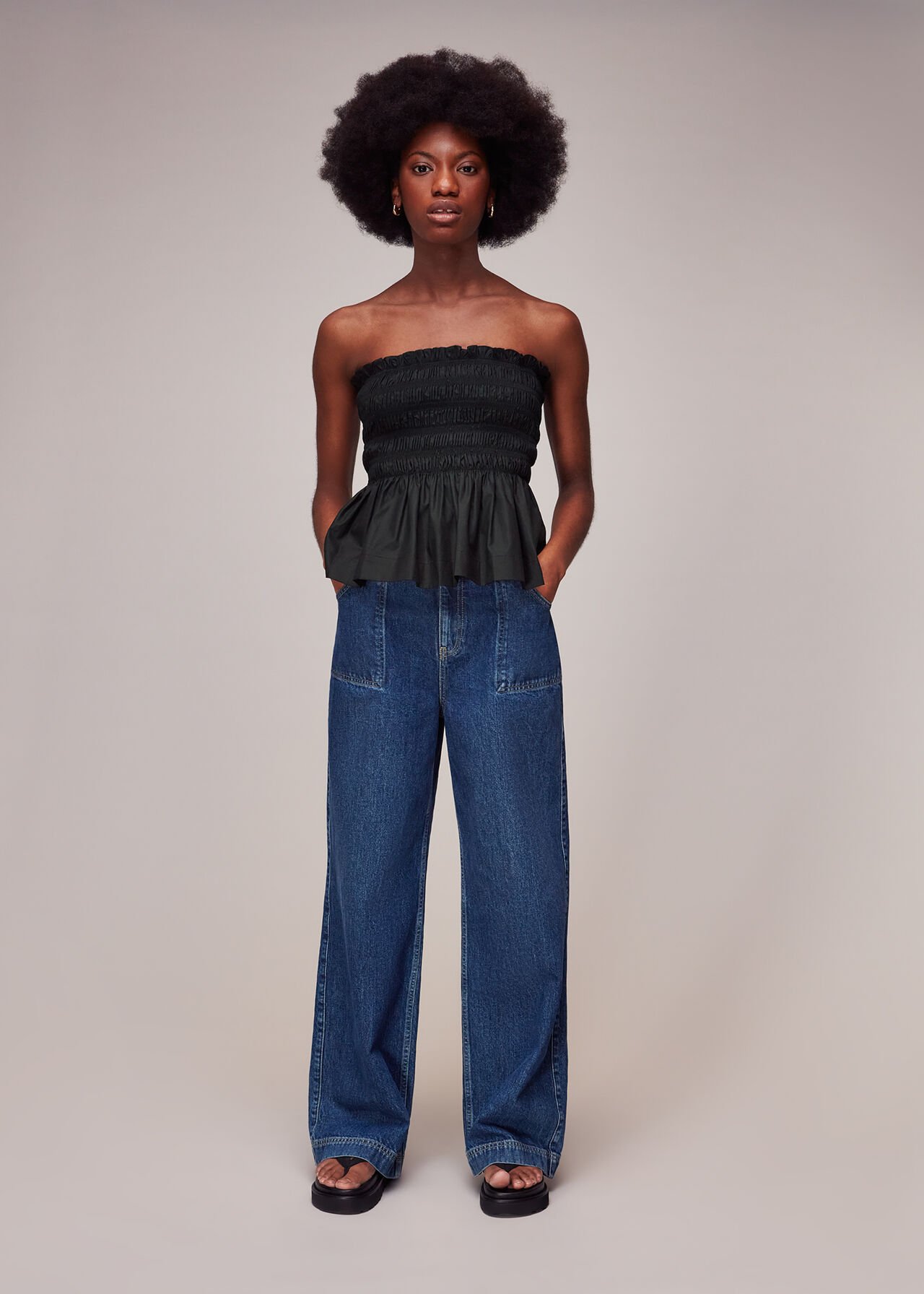 Shirred Tie Detail Top
