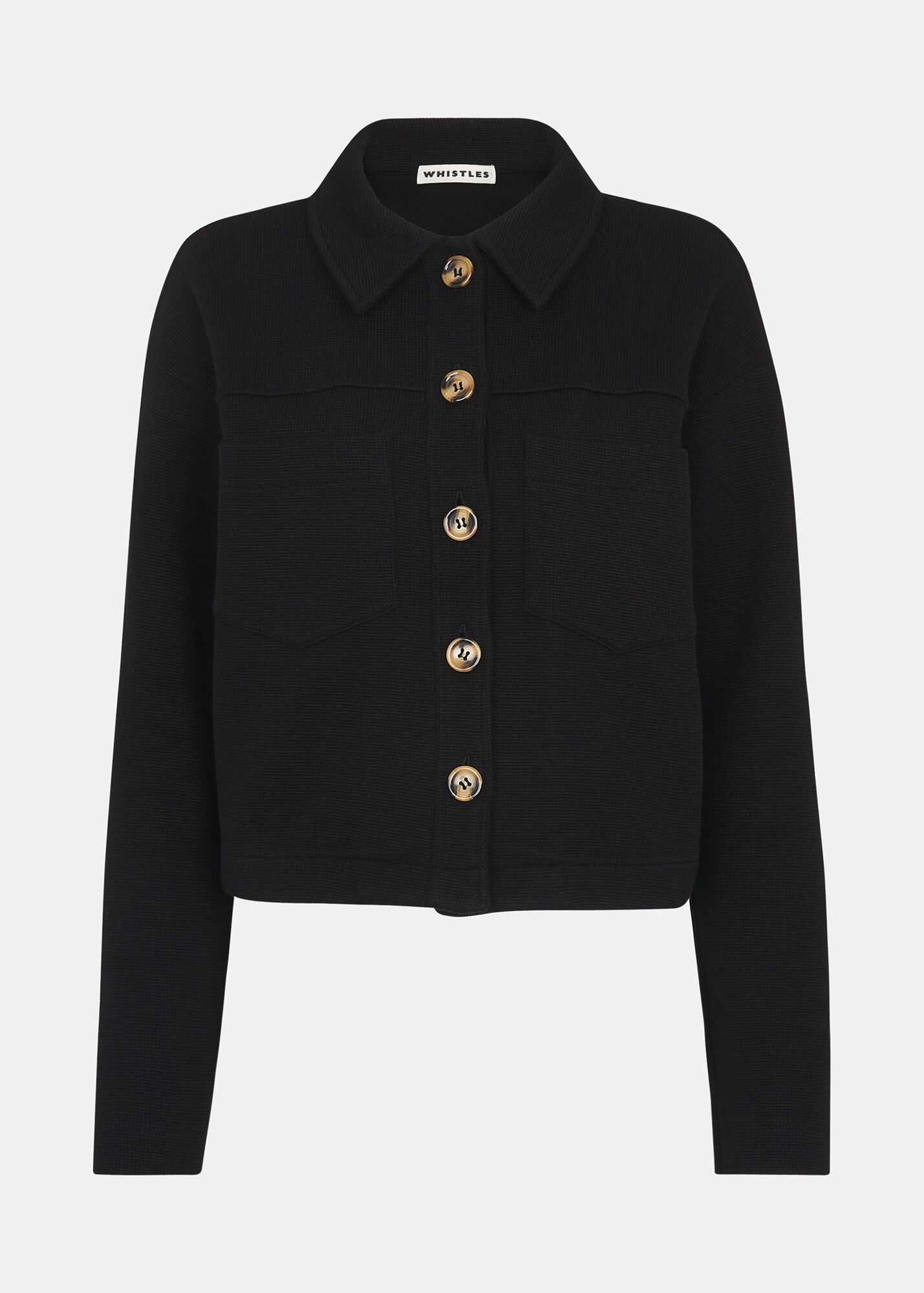 Black Utility Jersey Jacket With Buttons | Whistles