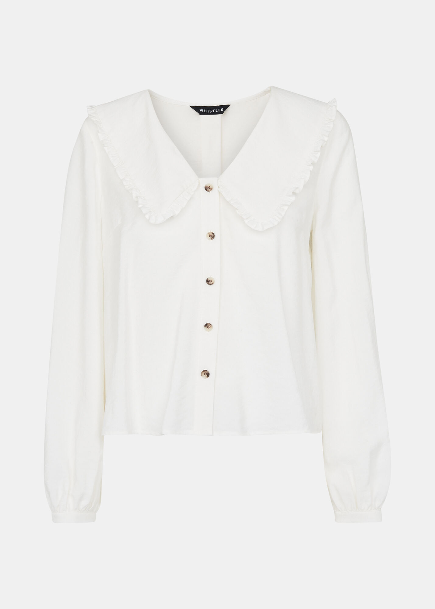 White Button-Up Blouse With Oversized Collar | Whistles