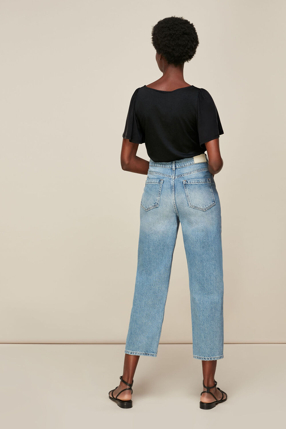 Angel Sleeve Cupro Top Black
