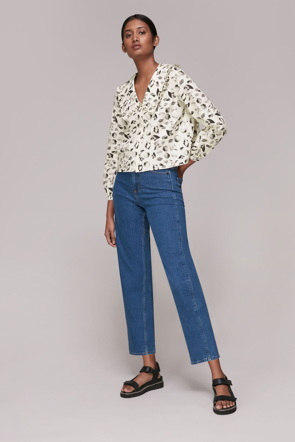 Sea Shell Print Collar Top