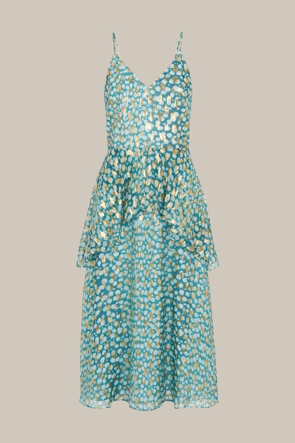 Green Strappy Animal Metallic Dress