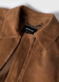 Gathered Suede Zip Jacket