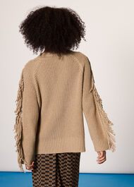 Fringe Sleeve Cable Sweater