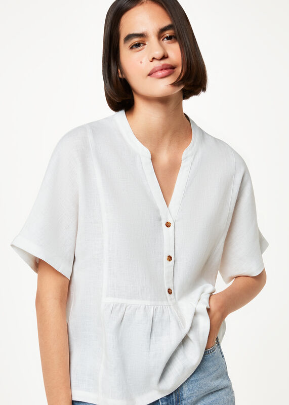 Hannah Linen Peplum Blouse
