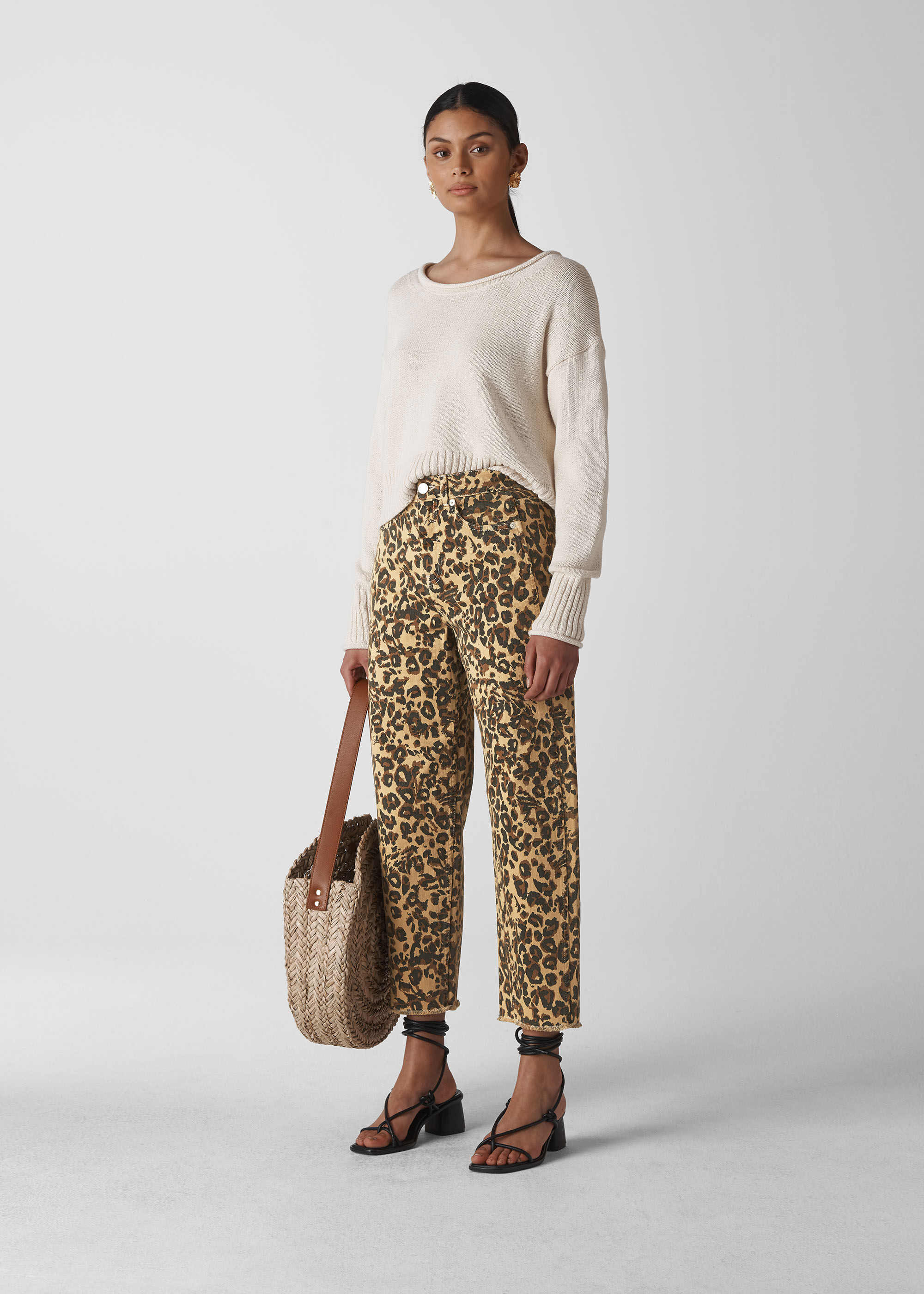 Leopard High Waist Barrel Leg