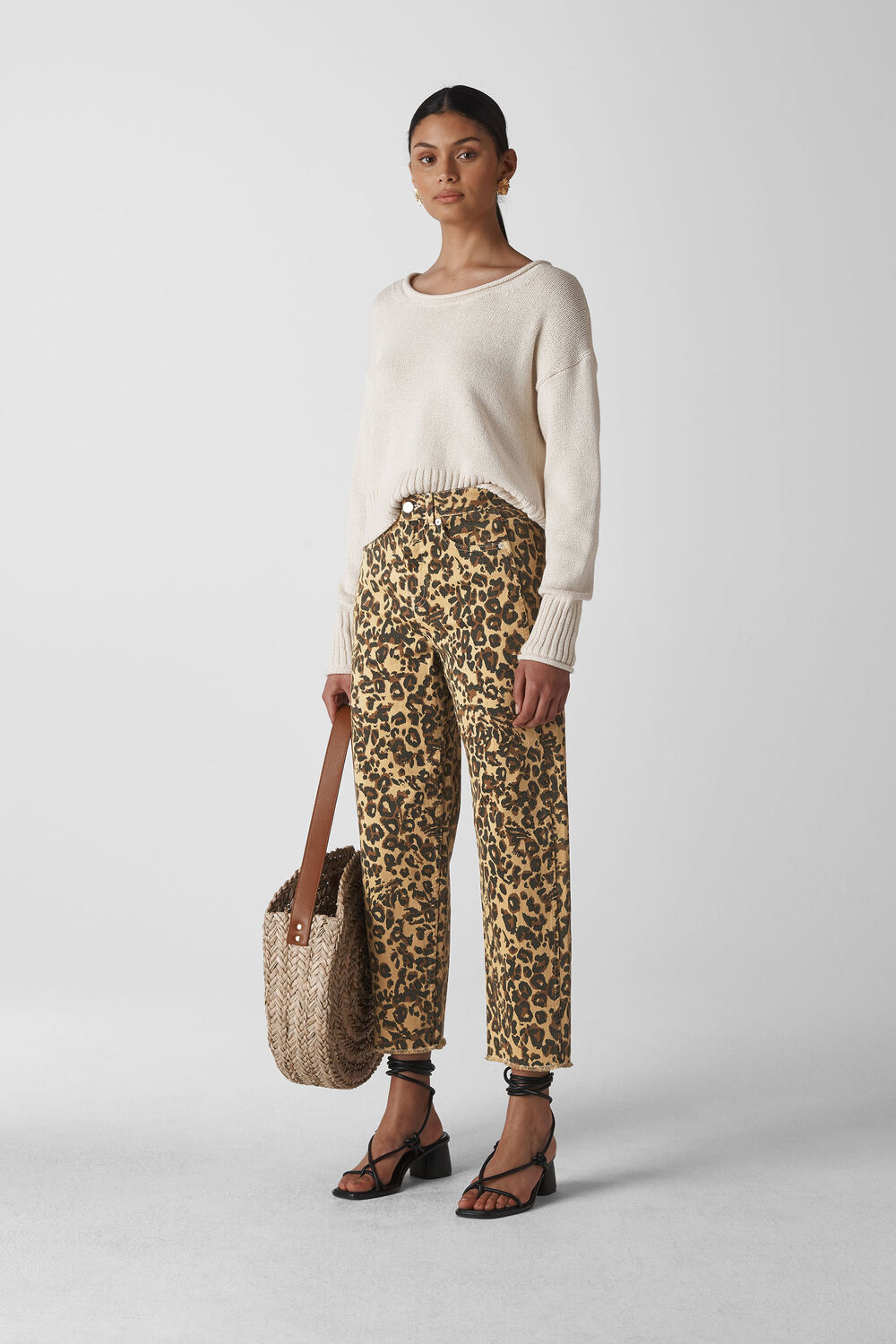 Leopard High Waist Barrel Leg Leopard Print